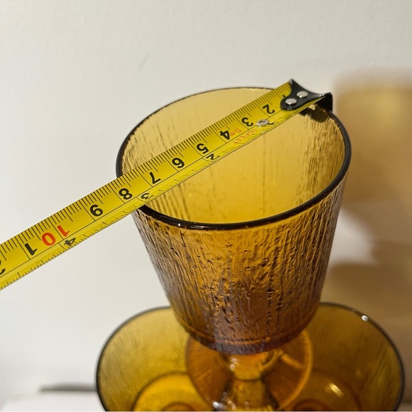 Vintage Ravenhead Siesta Amber Textured Wine Goblets Glasses Pedestal - Picture 5 of 5